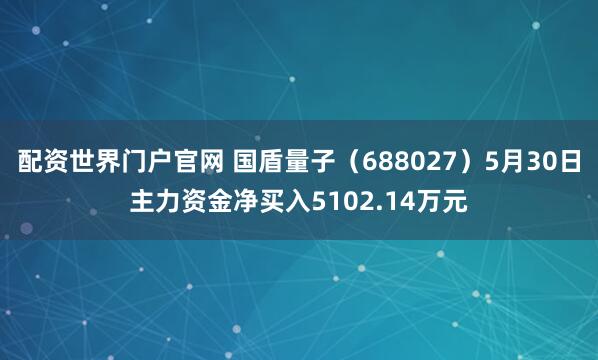 配资世界门户官网 国盾量子（688027）5月30日主力资金净买入5102.14万元